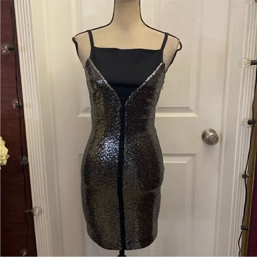 Just Cavalli Elegant Black and Silver Sequin Dress, S